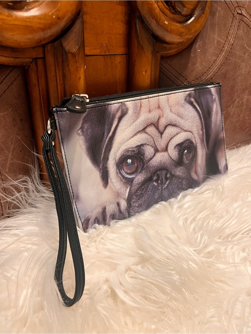 Cute  dig Face Wristlet Clutch - Black Trim - Picture 3 of 9